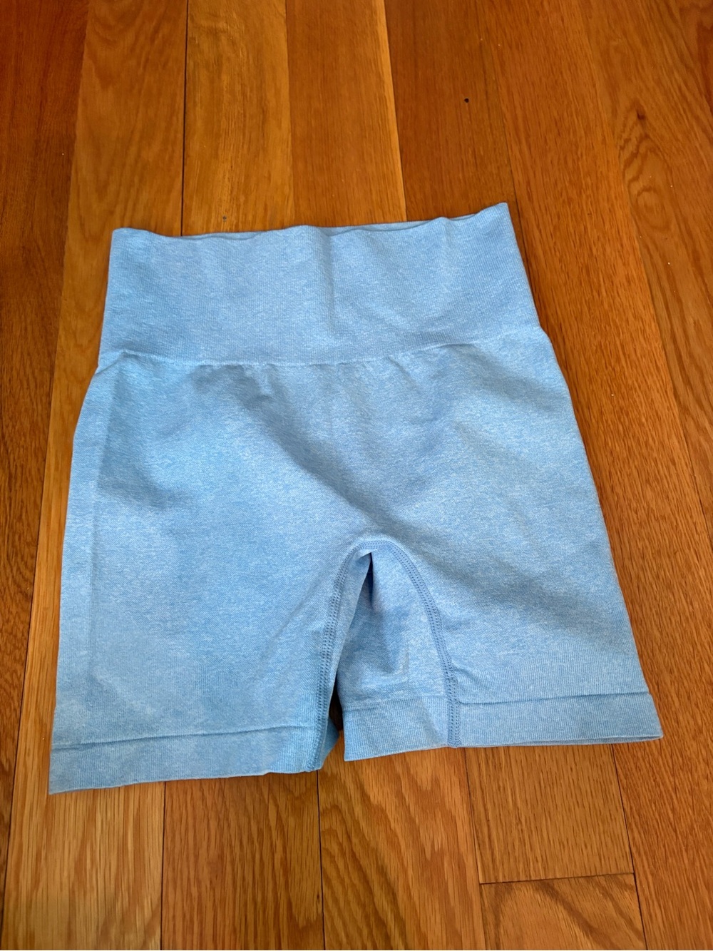 High-Waist Light Blue Active Bike Shorts - Women